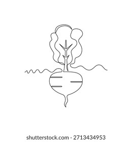 Ilustração de vetor de beterraba. arte de linha, uma linha contínua, simples, desenhado à mão e estilo de esboço. para ícones, símbolos, sinais ou logotipos