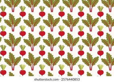 Beetroot vector seamless pattern. Vegetable background with beetroot.