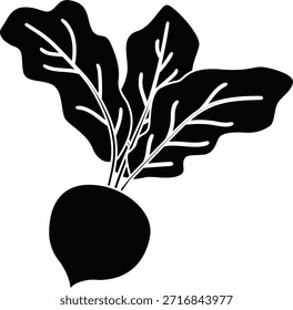 Beetroot vegetable glyph black illustration