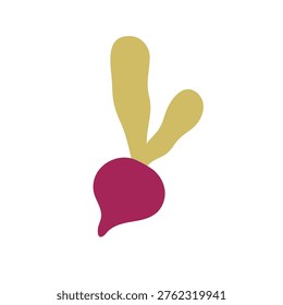 Beetroot vegetable with green top leaf. Natural farm agriculture crop, sugar beet root, food icon. Simple tuber with leaves. Flat graphic vector illustration isolated on white background