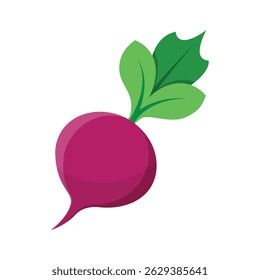 Vegetal de beterraba com ícone de folhas em estilo plano. Ilustração vetorial de planta de beterraba em fundo isolado. Conceito de negócio de sinal de comida saudável.