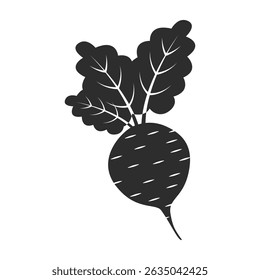 Beetroot vegetable with leaves icon in flat style. Beet plant vector illustration on isolated background. Healthy food sign business concept.