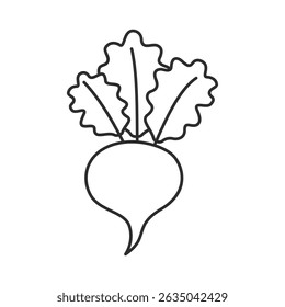 Vegetal de beterraba com ícone de folhas em estilo plano. Ilustração vetorial de planta de beterraba em fundo isolado. Conceito de negócio de sinal de comida saudável.