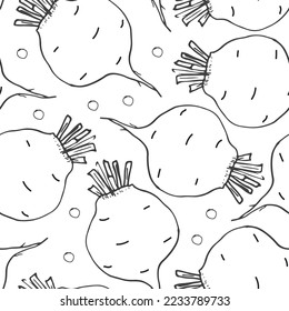 Beetroot Vegetables seamless pattern. Vegetarian healthy bio food background, Vegan organic eco products. Vector illustration.