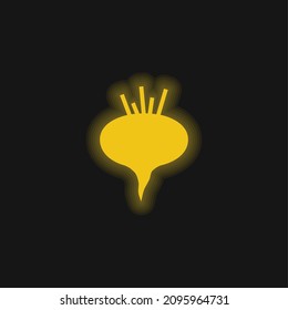 Icono de neón brillante amarillo de remolacha