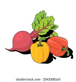 Abejas, pimientos. Línea de esbozo vectorial 3d isométrica, ilustración de icono de color, estilo plano. Idea de diseño creativo y elementos para infografías y sitios web.
