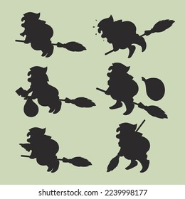 Befana Cartoon set. silhouette vector