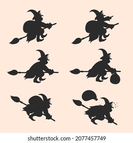 Befana Cartoon set. Vector illustration