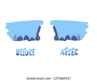 Before and after blank. Comparison concept with empty space. Vector color illustration. 