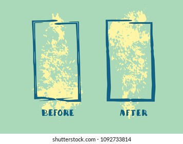 Before and After card. Comparison banner with empty space. Template for graphic design. Vector illustration.
