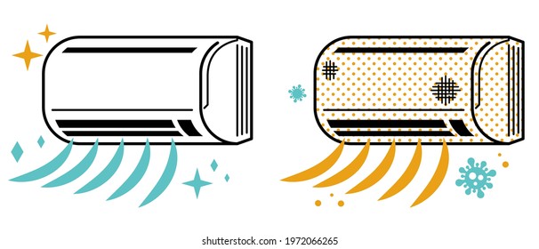 Before and after cleaning the air conditioner