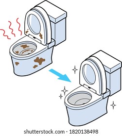 Before and after (cleans dirty toilets) 
