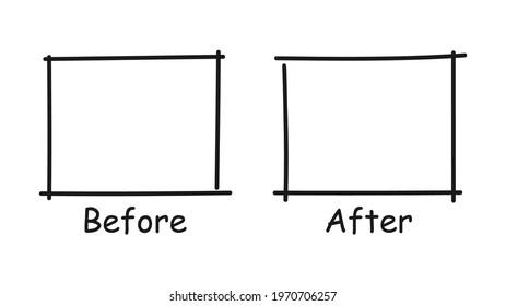 Before and after. Comparison banner with blank space. The path of progress.  Vector illustration
