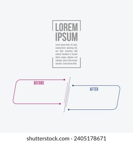 Before after comparison template for social media banners. Minimal infographic design.