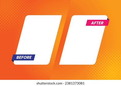 Before and after creative gradient background template. easy compare evidence badges for marketing and Two team vector templates. abstract graphical element. choose between two frames.