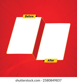 Before and after creative gradient background template. easy compare evidence badges for marketing and Two team vector templates. abstract graphical element. choose between two frames.