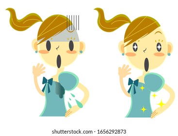 Before After Cute Girl Armpit Stock Vector (Royalty Free) 1656292873