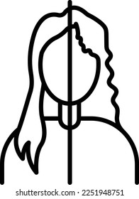 Before After Hair Treatment concept, Girl Face with Comparison vector line icon design, beauty and personal care symbol, cosmetic dermatology sign, body aesthetics stock illustration