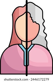 Before After Hair Treatment concept, Girl Face with Comparison vector icon design, beauty and self-care symbol, decorative cosmetics sign, Medical Spa stock illustration