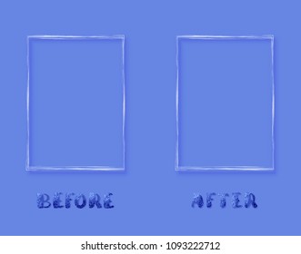 Before and After horizontal card. Comparison banner with empty space. Template for graphic design. Vector illustration.