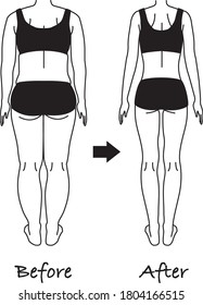 Before after illustration of a diet
(The whole body) the back
Monochrome line drawing