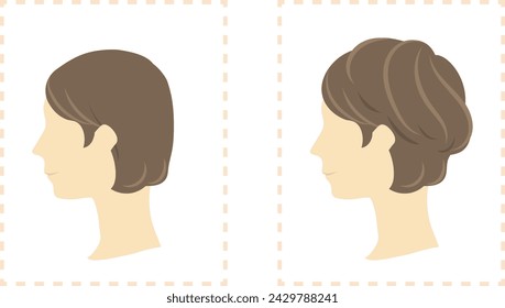 Before and after illustration of a partial wig for women