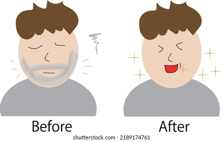 Before and after of a man who shaved his beard