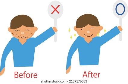 Before and after of a man who shaved his beard