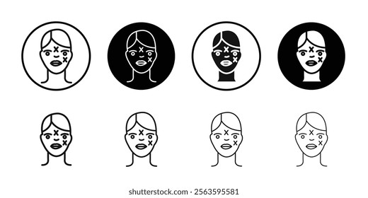 Before and after neurotoxin injection icon Flat outline fill set collection