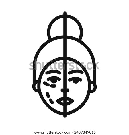 Before and after neurotoxin injection icon Vector symbol or sign set collection in black and white outline