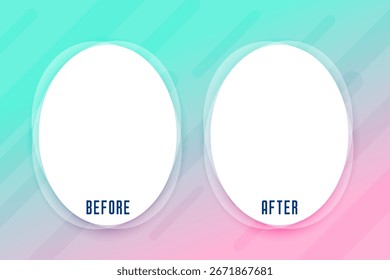 Vector de fondo de degradado de marco ovalado antes y después 