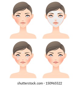 Before and after: problem skin, mask, cream, beautiful face 