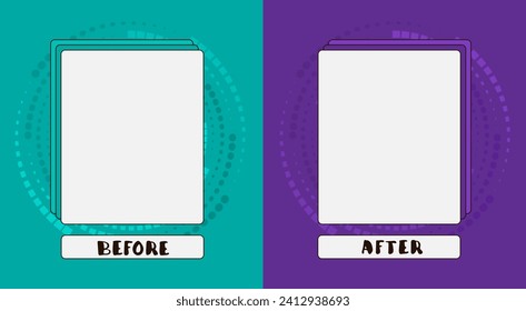 Before and After template. Background card with frames and copy space. Vector illustration.