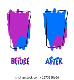 Before and after template background. Comparison concept with empty space. Progress screen. Vector color illustration. 