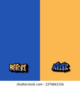 Before and after template background. Comparison concept with empty space. Progress screen. style design. Vector color illustration. 
