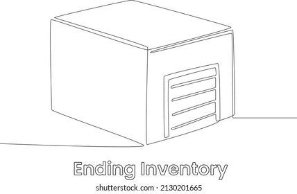 Before being marketed, all the goods that you want to sell, go directly to the warehouse so that they are sorted before being sold. Simple continuous line drawing illustration of trading company.