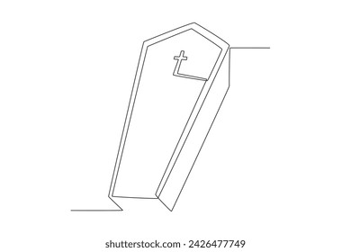 Before burial,the body is placed in a coffin. Burial one-line drawing