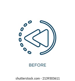 before icon. Thin linear before outline icon isolated on white background. Line vector before sign, symbol for web and mobile