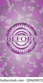 Before pink camouflage emblem. Vector Illustration. Detailed. 