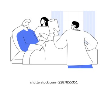 Antes de la cirugía, el concepto abstracto de ilustración vectorial. Médico revisando las pruebas de paciente antes de la cirugía en el hospital, el sector de la medicina, la sala de emergencias, la práctica de anestesiología metáfora abstracta.