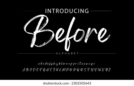 Before vector brush style font, alphabet, typeface