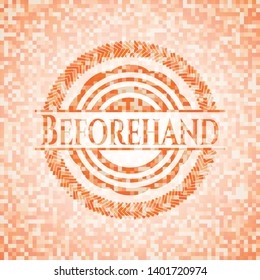 Beforehand abstract orange mosaic emblem with background