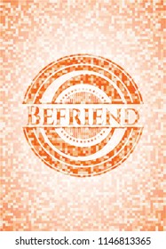 Befriend abstract orange mosaic emblem