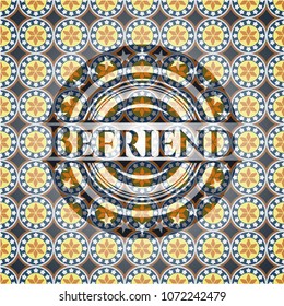 Befriend arabic badge. Arabesque decoration.