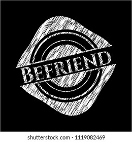 Befriend chalkboard emblem written on a blackboard