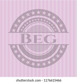 Beg badge with pink background
