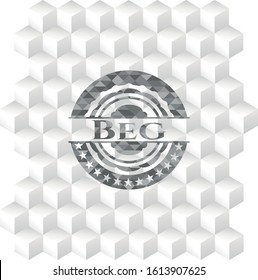 Beg grey emblem with cube white background
