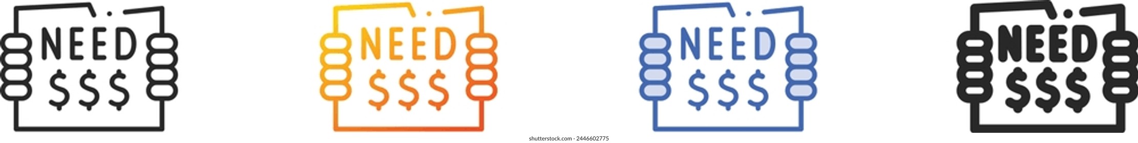 beg icon.Thin Linear, Gradient, Blue Stroke and bold Style Design Isolated On White Background