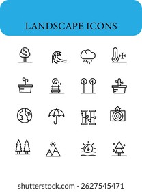 Un conjunto de iconos de paisaje de meng.