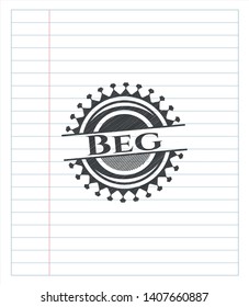 Beg with pencil strokes. Vector Illustration. Detailed.
